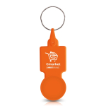 Plastic sleutelhanger met winkelwagenmuntje, ideaal voor boodschappen kleur oranje