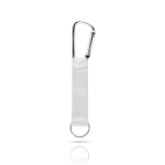 Sleutelhanger met brede gekleurde band en metalen karabijnhaak kleur wit