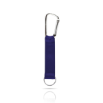 Sleutelhanger met brede gekleurde band en metalen karabijnhaak kleur marineblauw