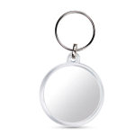 Ronde sleutelhanger met kap en personaliseerbare papieren kleur doorzichtig