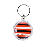 Ronde sleutelhanger met kap en personaliseerbare papieren kleur doorzichtig