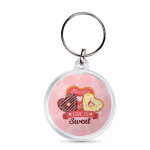 Ronde sleutelhanger met kap en personaliseerbare papieren