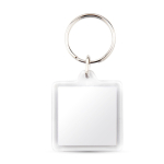 Vierkante sleutelhanger met papierinzet en acrylkap kleur doorzichtig