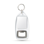 Sleutelhanger met flesopener en capsule voor gepersonaliseerd papier kleur doorzichtig