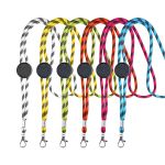 Gestreepte duurzame buisvormige RPET lanyard met karabijnhaak, 3 cm