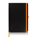 Notitieboekje bedrukken, kartonnen kaft, A5 formaat, blanco pagina's kleur oranje