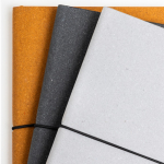 Notitieboek van gerecycled leer met logo, A5 formaat, puntjes