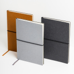 Notitieboek van gerecycled leer met logo, A5 formaat, puntjes