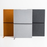 Notitieboek van gerecycled leer met logo, A5 formaat, puntjes