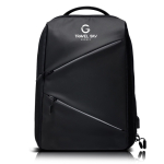 Antidiefstal rugzak van polyester met vak voor laptop 15,6 inch kleur zwart