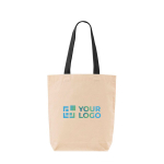 Katoenen tas met ondervouw en gekleurde handvatten 180 g/m² kleur zwart