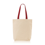 Katoenen tas met ondervouw en gekleurde handvatten 180 g/m² kleur rood