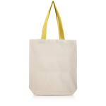 Katoenen tas met ondervouw en gekleurde handvatten 180 g/m² kleur geel