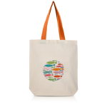 Katoenen tas met ondervouw en gekleurde handvatten 180 g/m² kleur oranje