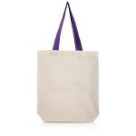 Katoenen tas met ondervouw en gekleurde handvatten 180 g/m² kleur paars