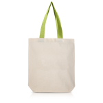 Katoenen tas met ondervouw en gekleurde handvatten 180 g/m² kleur lichtgroen