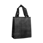Non-woven tas met glitterafwerking en riemen 130 g/m² kleur zwart