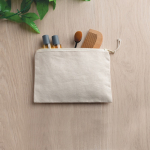 Katoenen tasje, ideaal voor cosmetica, met ritssluiting 310 g/m² kleur beige