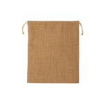 Kleine jute tas in natuurlijke kleur met twee strikjes kleur lichtbruin