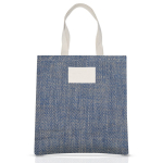 Jute tas met katoenen handvatten en stof met zigzagafwerking kleur koningsblauw