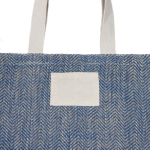 Jute tas met katoenen handvatten en stof met zigzagafwerking kleur koningsblauw