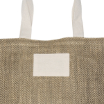 Jute tas met katoenen handvatten en stof met zigzagafwerking