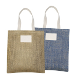 Jute tas met katoenen handvatten en stof met zigzagafwerking
