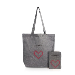 Opvouwbare tas van gerecycled katoen met binnenvak 190 g/m² kleur zwart