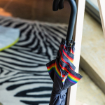 Automatische paraplu van pongee met regenboogkleuren en 8 panelen Ø120