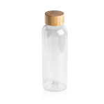RPET-fles met bamboedop, 500 ml capaciteit kleur doorzichtig