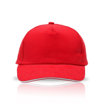 Pet voor kinderen van katoen met kleurdetail op de klep 255 g/m² kleur rood