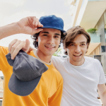 Vintage pet van gerecycled katoen met platte klep 260 g/m²