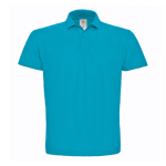 Piqué katoenen polo voor heren met 2 knopen 180 g/m² B&C kleur aquamarijn