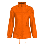 Verstelbare windjack van nylon voor dames, waterafstotend B&C kleur oranje