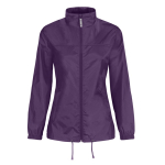 Verstelbare windjack van nylon voor dames, waterafstotend B&C kleur paars
