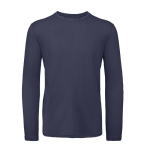 T-shirt voor heren met lange mouwen van biologisch katoen B&C kleur marineblauw