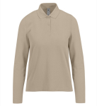 Polo van piqué katoen voor dames met lange mouwen 180 g/m² B&C kleur zand