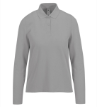 Polo van piqué katoen voor dames met lange mouwen 180 g/m² B&C kleur gemarmerd grijs