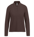 Polo van piqué katoen voor dames met lange mouwen 180 g/m² B&C kleur donker bruin