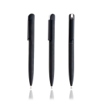 Elegante pen van gerecycled roestvrij staal met blauwe inkt kleur zwart