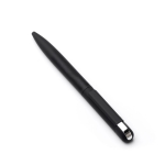 Elegante pen van gerecycled roestvrij staal met blauwe inkt kleur zwart