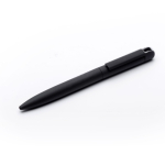 Elegante pen van gerecycled roestvrij staal met blauwe inkt kleur zwart