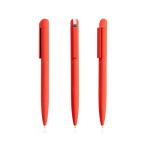 Elegante pen van gerecycled roestvrij staal met blauwe inkt kleur rood