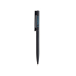 Elegante en slanke pen van messing en roestvrij staal met blauwe inkt
