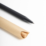 Gerecycleerde aluminium pen met bamboeklikker, zwarte inkt kleur zwart