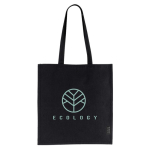 Gerecyclede katoenen tas met logo en GRS-certificering 180 g/m² kleur zwart gedetailleerde weergave