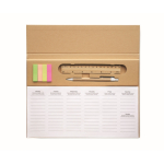 Weekplanner met pen met blauwe inkt, liniaal en stickers kleur beige derde weergave
