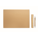 Weekplanner met pen met blauwe inkt, liniaal en stickers kleur beige zesde weergave