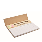 Weekplanner met pen met blauwe inkt, liniaal en stickers kleur beige weergave met bedrukking