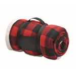 Sherpa deken met ruitpatroon van polyester 230g/m2 kleur rood tweede weergave